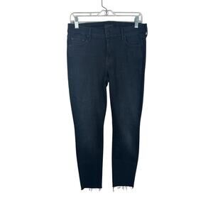 Mother The Looker Ankle Fray Women 29 Black Excellent Raw Hem Skinny Jeans